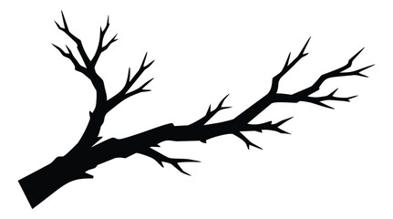 Obraz premium Silhouette illustration of bare tree branch depicting leafless twigs for nature and seasonal design