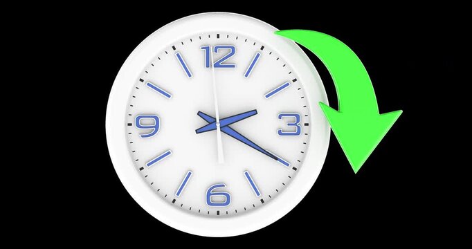 Daylight saving time forward concept animation seamlessly loopable. 3D rendering isolated on transparent background