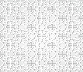 Islamic Ornament. Seamless White Geometric Islamic Pattern Background. 