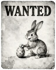 Conejo de Pascua cártel grises acuarela.
