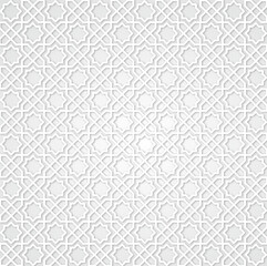 Islamic Ornament. Seamless White Geometric Islamic Pattern Background. 