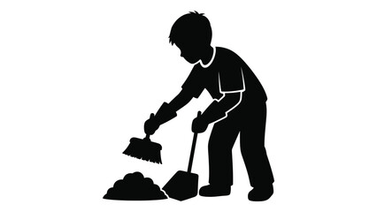 Man shoveling dirt with a shovel © SILHUETTECHEMBER