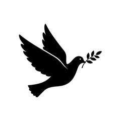 Obraz premium Symbolic dove with olive branch flying.