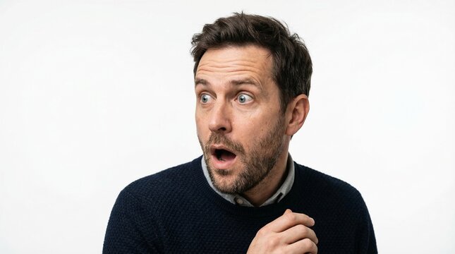 A surprised man with a shocked expression on his face