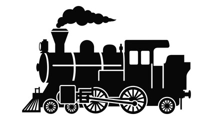 A black silhouette of a steam locomotive train © SILHUETTECHEMBER
