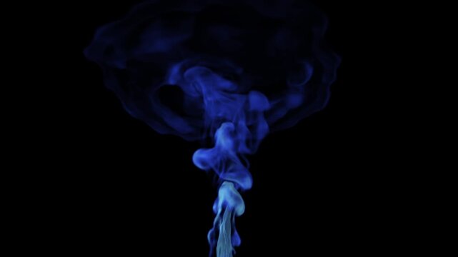 Blue smoke rising up to the ceiling - VFX element - 60 fps, 4K Pro Res with mask pass