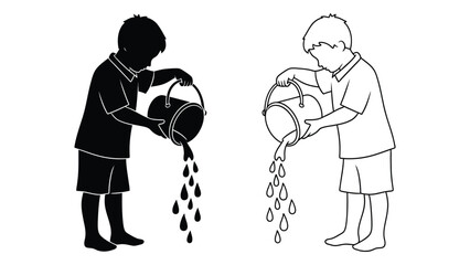 Children pouring water from a watering can © SILHUETTECHEMBER