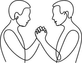 Fototapeta premium continuous single drawn one line who make up their minds after a quarrel with little fingers hand-drawn picture silhouette. Line art. concept. one line Icon drawing