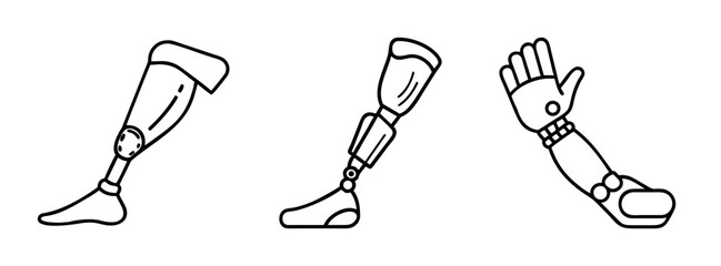 Prosthetic limb vector art: artificial legs and arm illustration for medical use and design needs