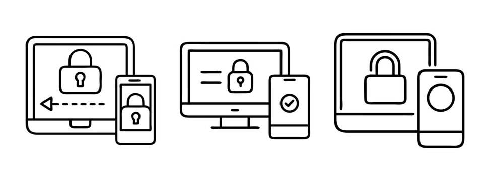 Secure devices authentication vector illustration for mobile phone tablet and computer security 90