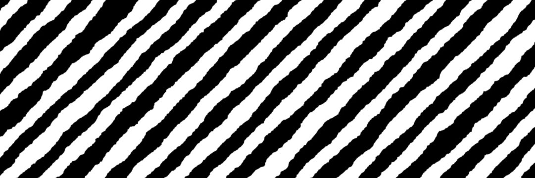 Abstract diagonal zebra stripes with rough torn edges for DIY punk zine aesthetic