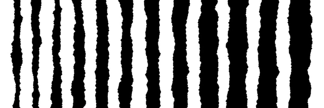 Vertical Black and White Torn Paper Strips for DIY Punk Rock Zine Collage