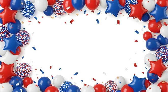 Labor day celebration background with red white and blue balloons