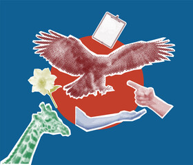 Conceptual collage with eagle and objects  © Dreamera