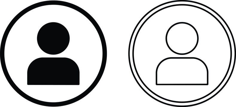 User profile icons, avatar silhouette symbols, account login interface, digital identity design illustration