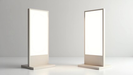 Digital stand signage advertising banner lightbox. Blank isolated mockup billboard marketing panel otdoor design