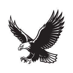 Fototapeta premium A majestic black eagle vector illustration depicted in flight with spreading wings and feathers, designed as a powerful wildlife silhouette symbol of freedom and nature