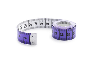 One flexible measuring tape isolated on white