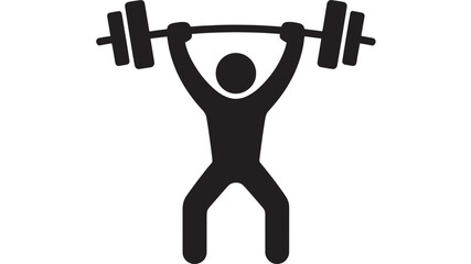 Weightlifting Silhouette Icon – Man Lifting Barbell for Fitness, Strength Training, Gym Workout and Healthy Lifestyle Concepts