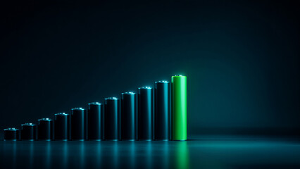 Rising digital bars symbolizing business growth and data analytics