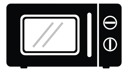 A black and white microwave oven with a closed door