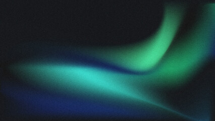 Naklejka premium An abstract background featuring soft, flowing gradient waves of emerald green and deep teal blue, overlaid with a subtle grainy noise texture.