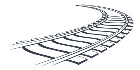 A black and white illustration of a curved railway track © Mamun