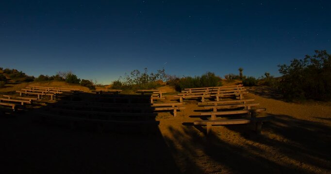 Desert Amphitheater Night Sky Stars Moonshadows Timelapse