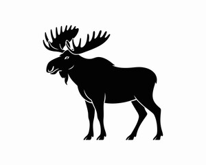 Fototapeta premium A black silhouette of a moose standing.