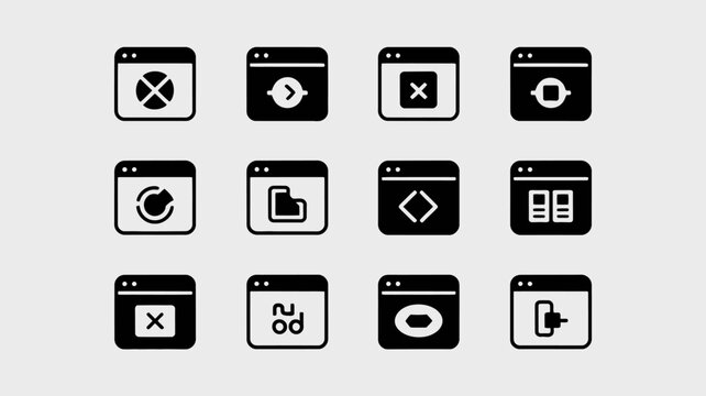 Collection of web browser icons and symbols.