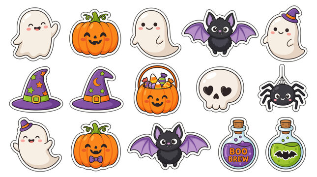Spooky Cute Halloween Stickers &ndash; Holiday Character Vector Pack