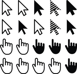 Fototapeta premium A collection of computer mouse cursor icons in various styles and designs