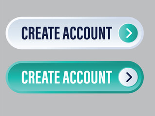 Fototapeta premium Modern create account web button icons with arrow element for user registration and interface design