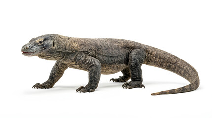 Obraz premium Full Body Photorealistic Shot of a Komodo Dragon Varanus komodoensis Isolated on White Background