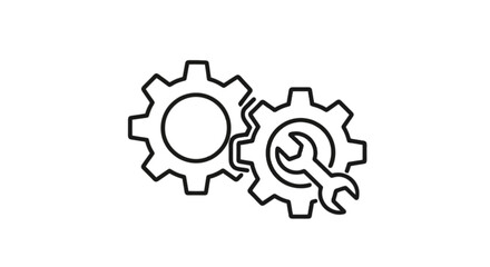 Obraz premium Two interlocking gears with a bolted connection symbolizing mechanical integration isolated on transparent background, Vector