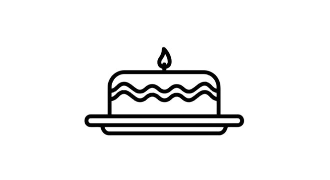 A simple cake with a single candle on top isolated on transparent background, Vector