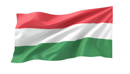 Obraz premium Hungary national flag waving fabric banner isolated on a transparent background, PNG