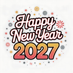 Fototapeta premium Happy New Year 2027 Decorative Typography Celebration Card
