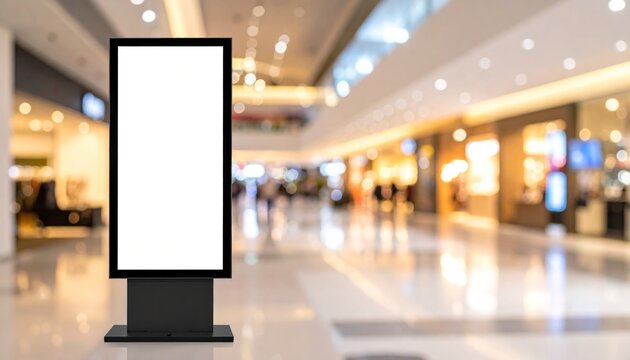 Retail ad display with mall interior.