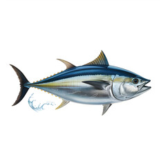 Fototapeta premium Realistic of a bluefin tuna fish with water splashes marine life ocean