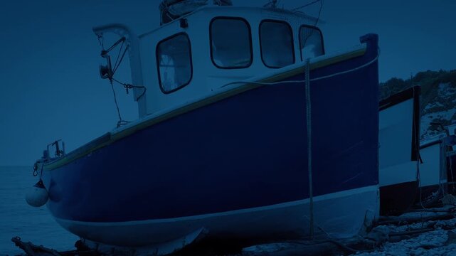 Fishing Boats On The Shore At Dusk