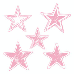 Obraz premium Five pink stars with varying degrees of shading and outlines arranged in a cross pattern