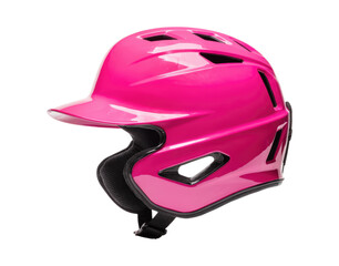 Glossy Pink Baseball and Softball Batting Helmet with Ear Flaps and Ventilation, Isolated on Transparent and White Background
