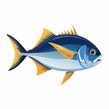 Vector illustration of a pilot fish with characteristic dark vertical stripes, isolated on a white background, perfect for marine life and aquatic nature designs.