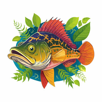 Detailed vector illustration of a bioluminescent viperfish, a deep-sea predator with long sharp teeth and glowing lures, isolated on a black background for marine biological design.