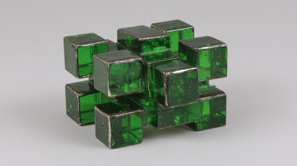 Obraz premium Green abstract geometric structure made of glass cubes
