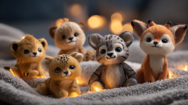 A whimsical collection of soft fabric finger puppets featuring adorable animal characters