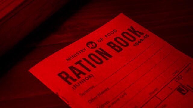 Ration Book Put On Table, Food Stamps 2 Shots
