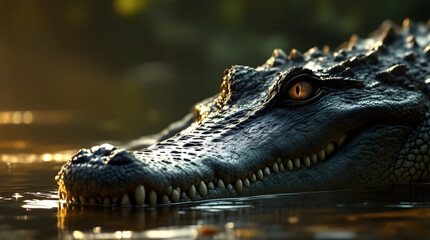 Fototapeta premium Alligator head in water close-up
