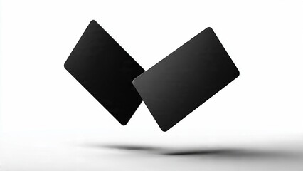 Two Black Business Card Mockups Floating on Minimal White Background for Modern Brand Identity and Logo Presentation